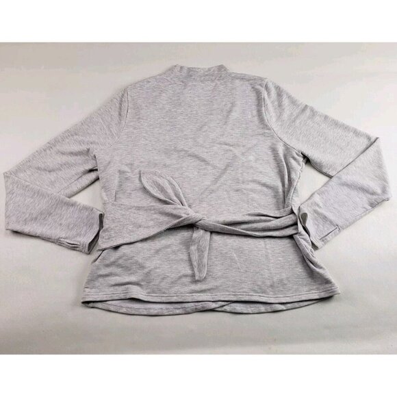 Athleta Poise Wrap Sweatshirt Womens 1X Gray Long Sleeve V Neck Soft Top NEW - Picture 6 of 15